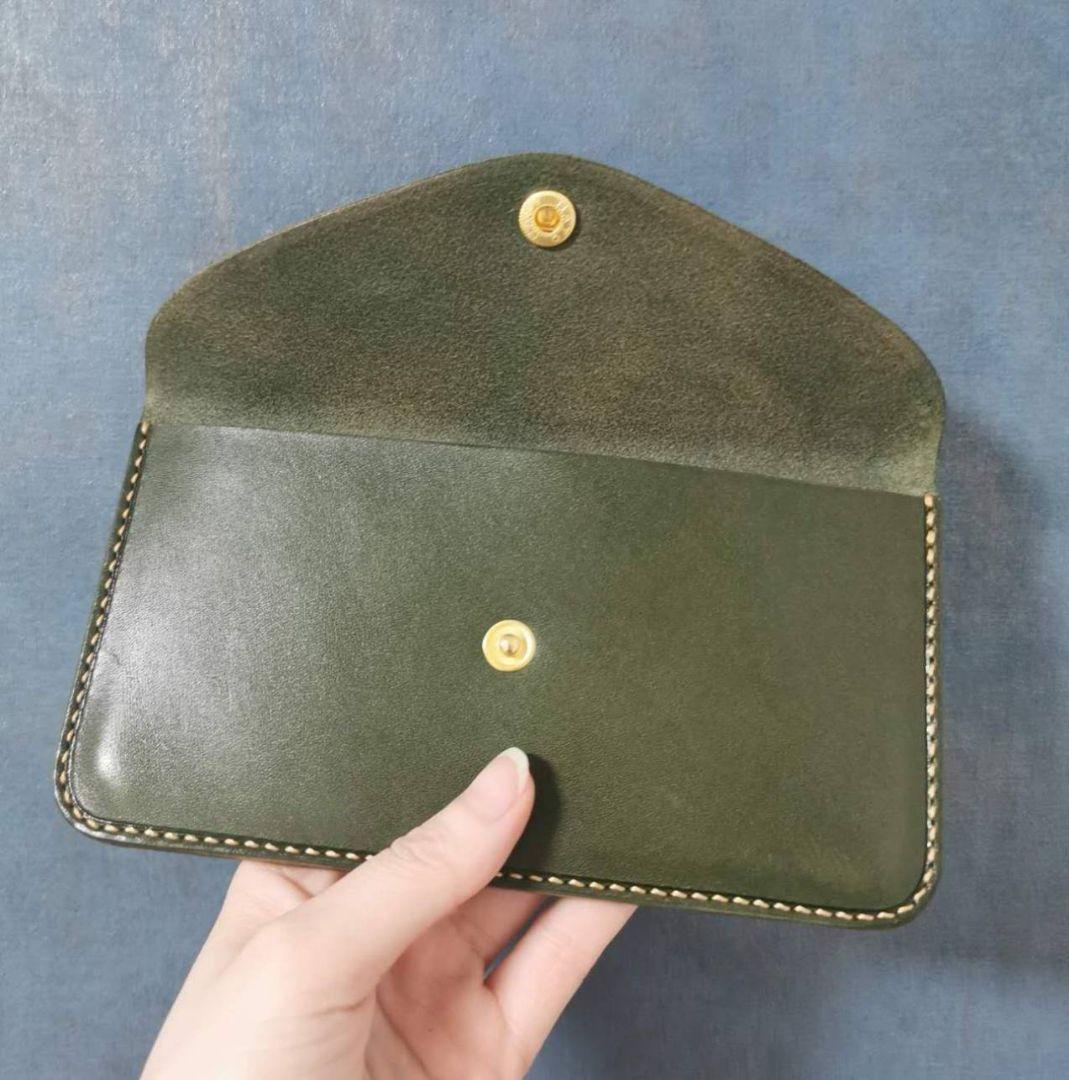 栃木レザー長財布 ヌメ革ウォレット コンパクト財布 ハンドメイド手縫