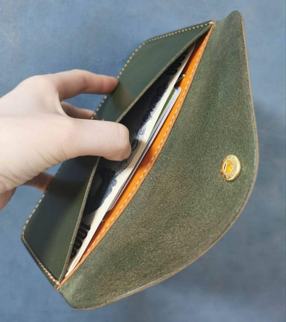 栃木レザー長財布 ヌメ革ウォレット コンパクト財布 ハンドメイド手縫