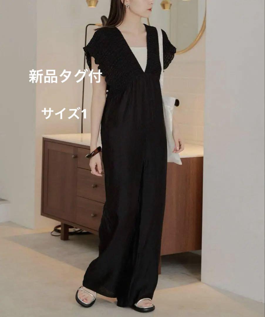 新品タグ付✨カスタネ　ギャザーオールインワン　ブラック　サイズ1