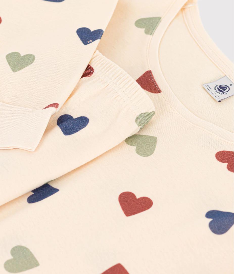 新品プチバトーPETIT BATEAU ミルキーハートパジャマM お揃いのキュートな パジャマ がなくっちゃ、おうちクリスマスは