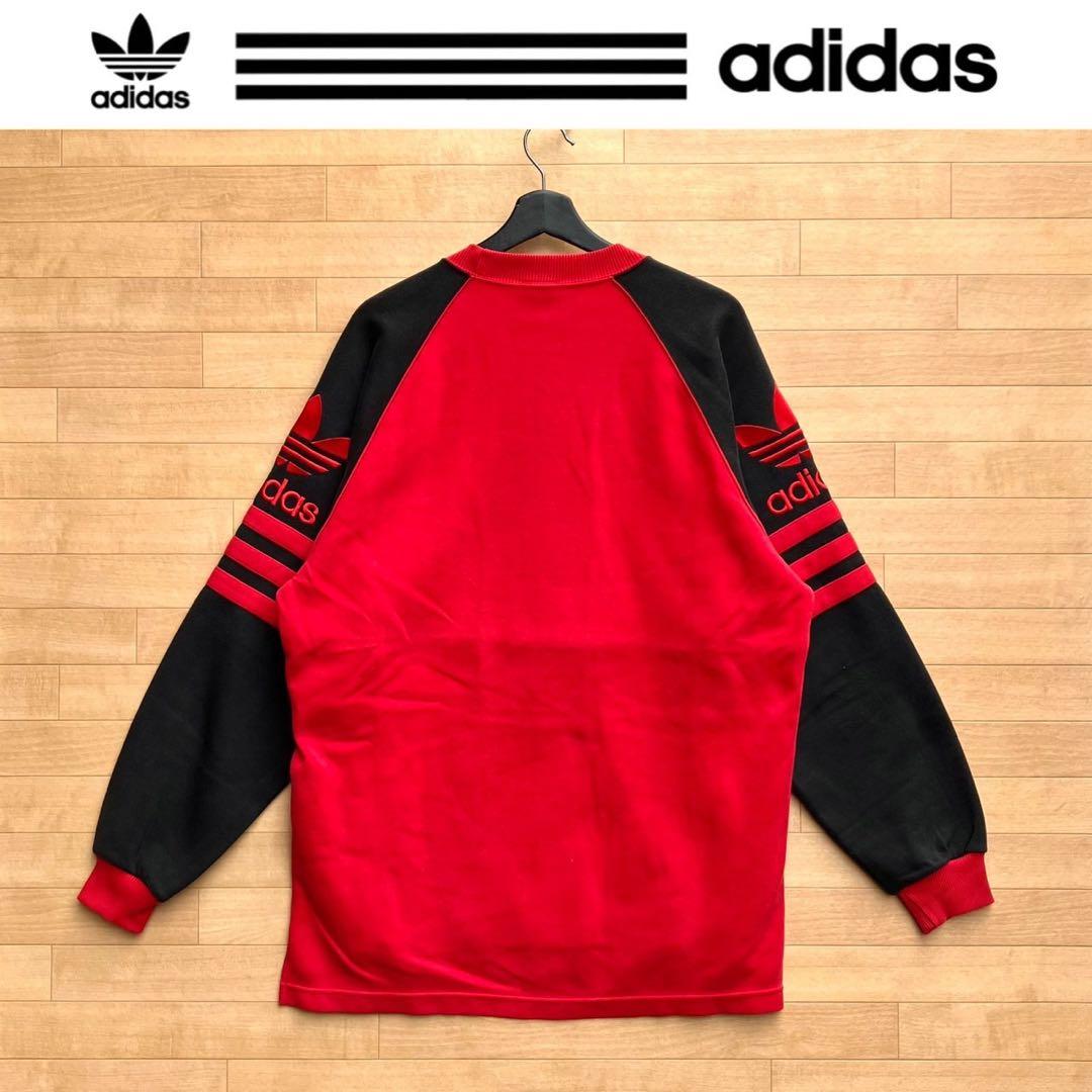 アディダス デサント製 ビッグトレフォイル スウェットトレーナー 90s アディダス デサント製 ビッグトレフォイル スウェットトレーナー 90s