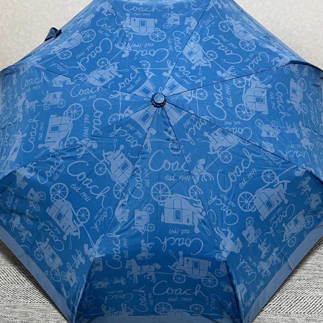 【コンビニ受取対応商品】 美品 COACH コーチ ワンタッチ式折りたたみ傘 文字ロゴ 小物