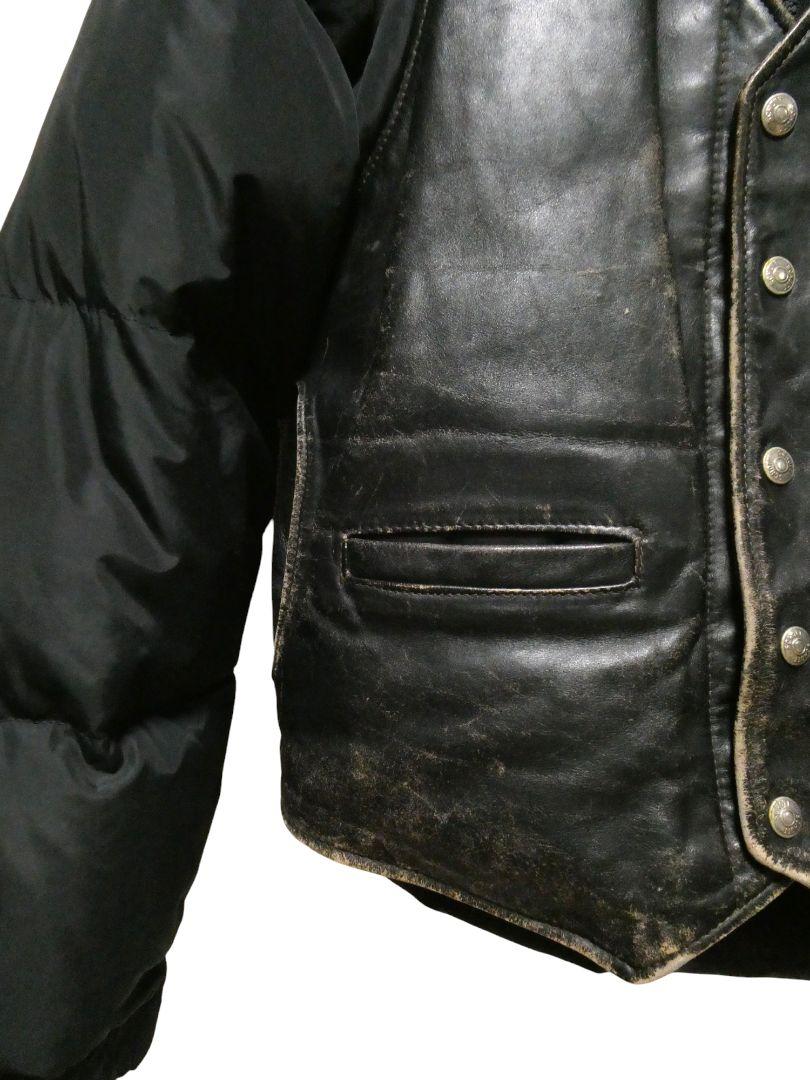 人気モデル!schott126レザー×ダウン2WAYジャケット黒ブラック38 人気モデル!schott126レザー×ダウン2WAYジャケット黒ブラック38