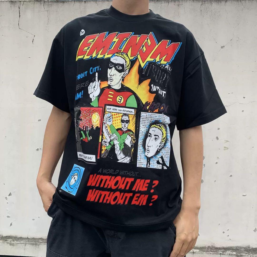 エミネムラッパーTシャツ★プリントロゴ付き年中着用可