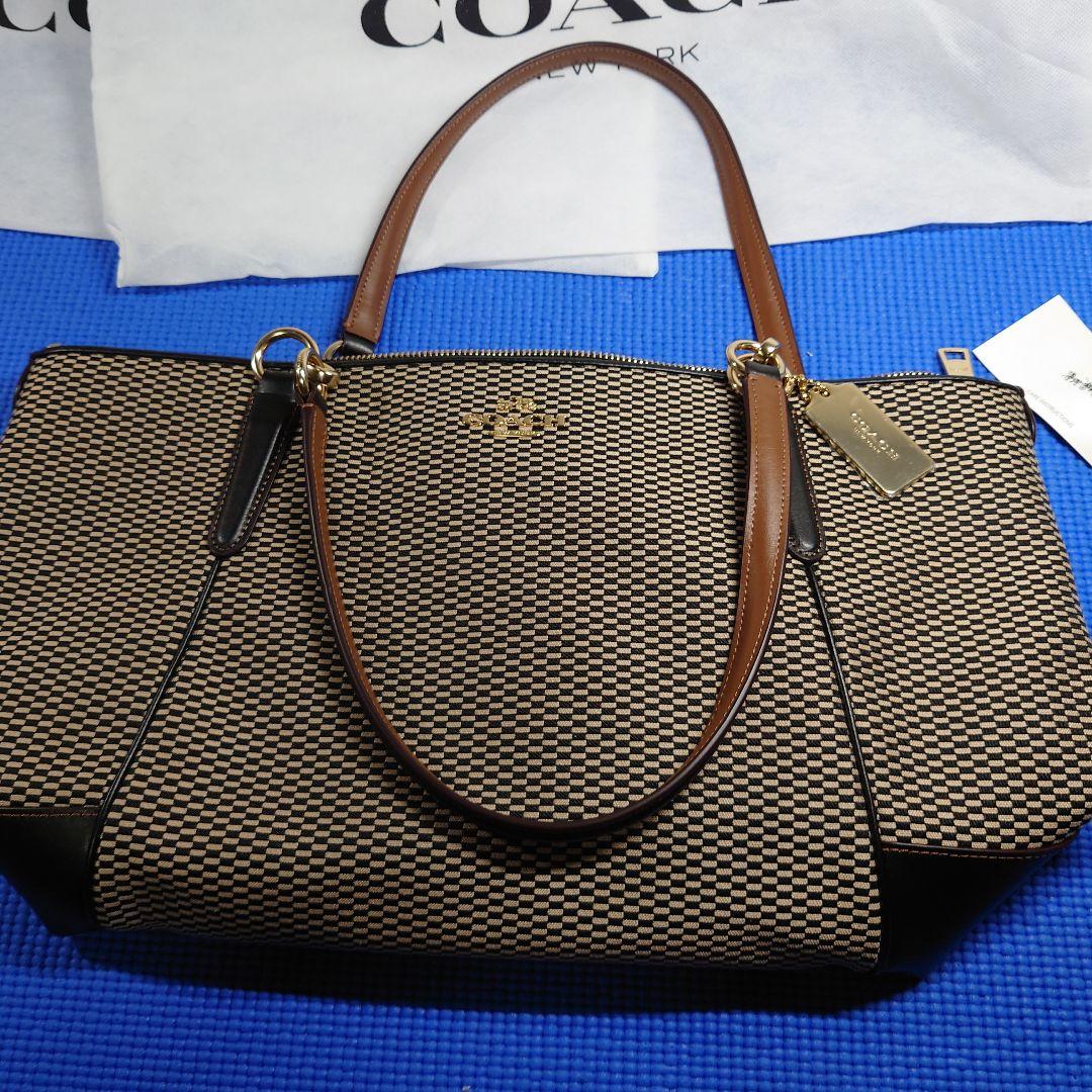 COACH チェック柄黒トートバッグ　2点セット