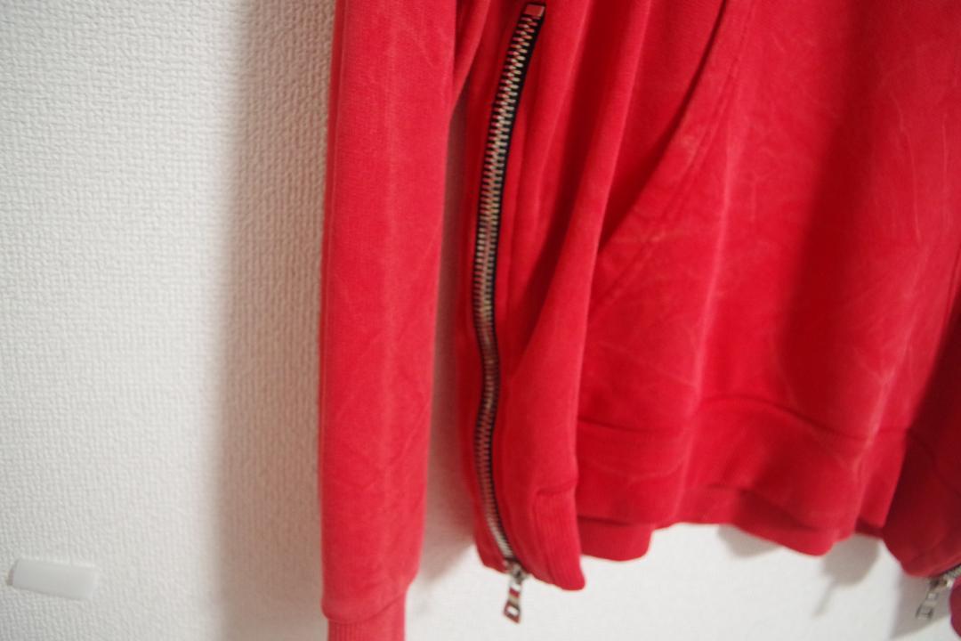 【美品】BALMAIN　バルマン　トレーナー　レッド　Mサイズ　ジッパー付き