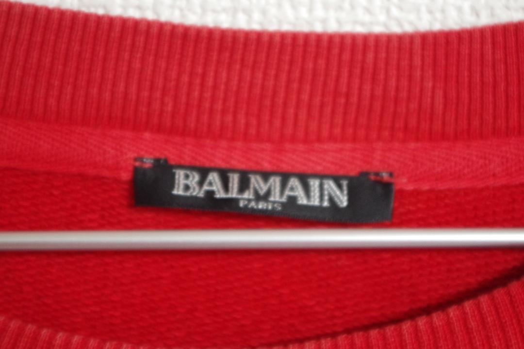 【美品】BALMAIN　バルマン　トレーナー　レッド　Mサイズ　ジッパー付き