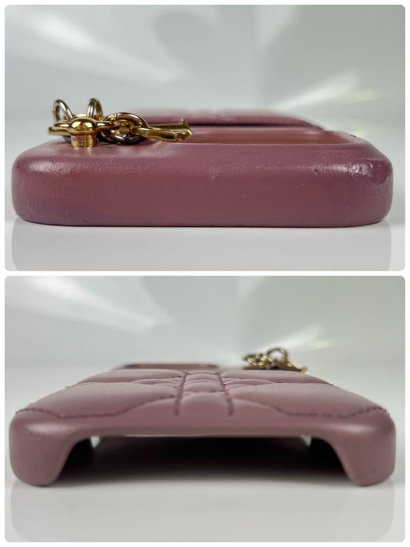 【美品】ディオール カナージュ キルティング ロゴチャーム スマホケース