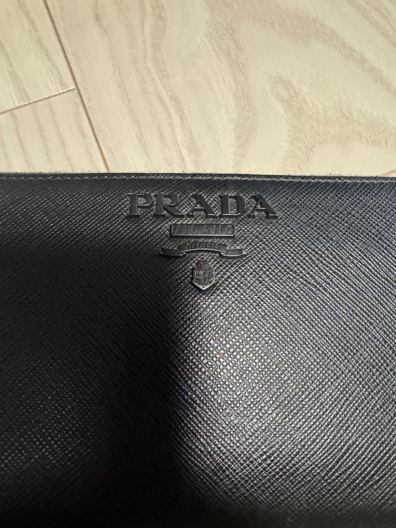 PRADA サフィアーノ　メタルロゴ　ブラッレザー 長財布