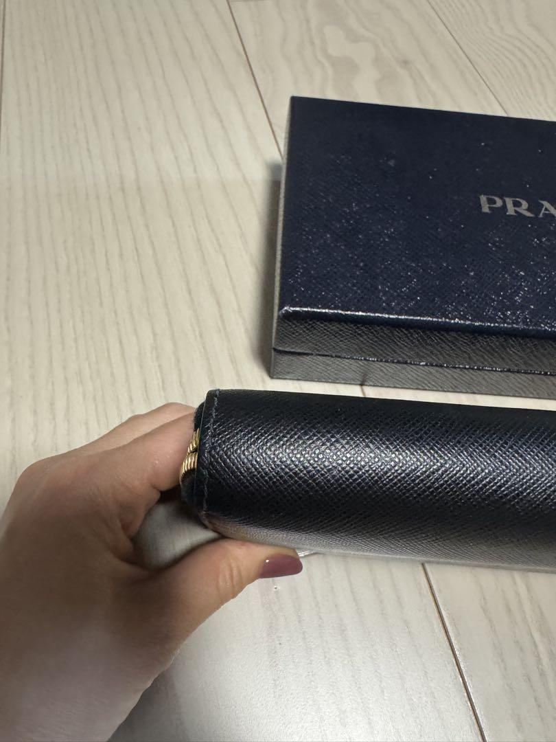 PRADA サフィアーノ　メタルロゴ　ブラッレザー 長財布