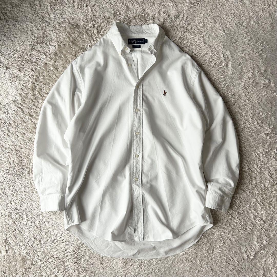  90s ラルフローレン YARMOUTH L/S shirt 33 白