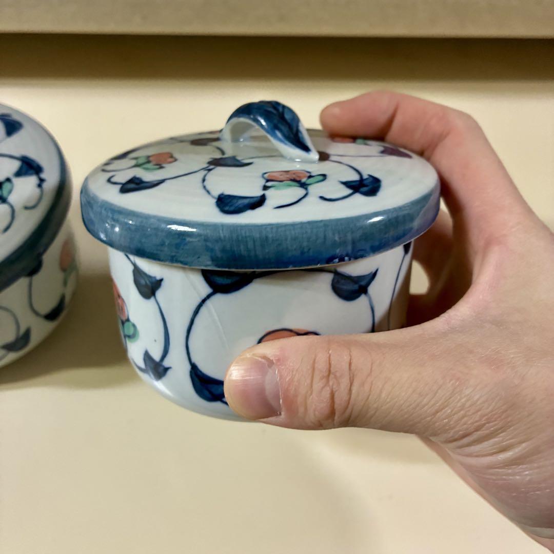 花柄の蓋つき煮物椀 3個セット（茶碗蒸し 陶器 茶碗蒸し器 蓋