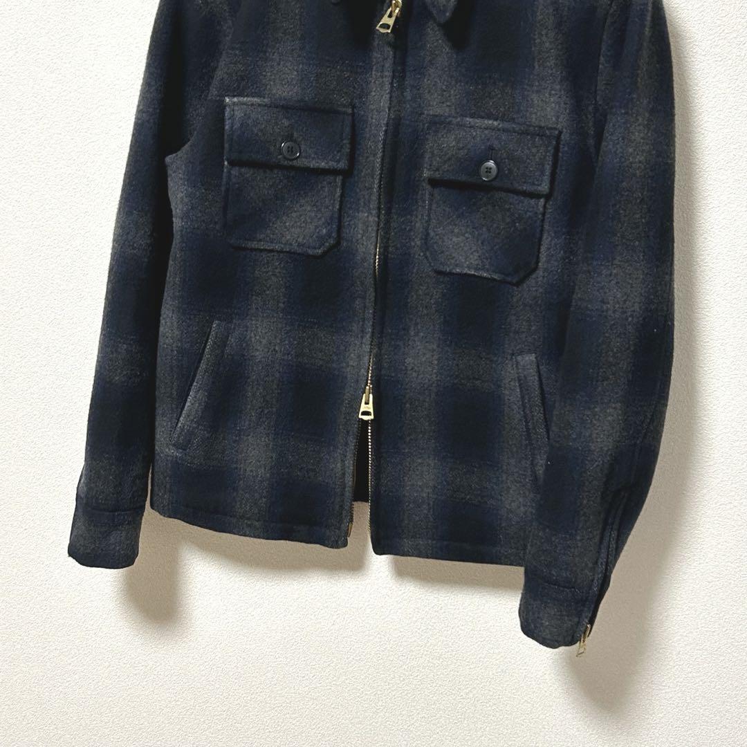 FULLNELSON ウールジャケット ネイビー×グレー L 着丈65身幅54