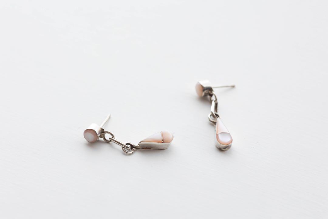 インディアンジュエリー ズニ ピンクシェル ピアス silver