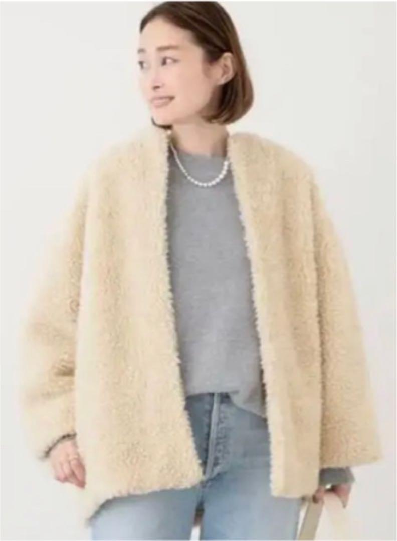 [ドゥーズィエムクラス　アーポワンウテセ　ファーボアジャケット　美品　フリー ドゥーズィエムクラス アーポワンウテセ ファーボアジャケット