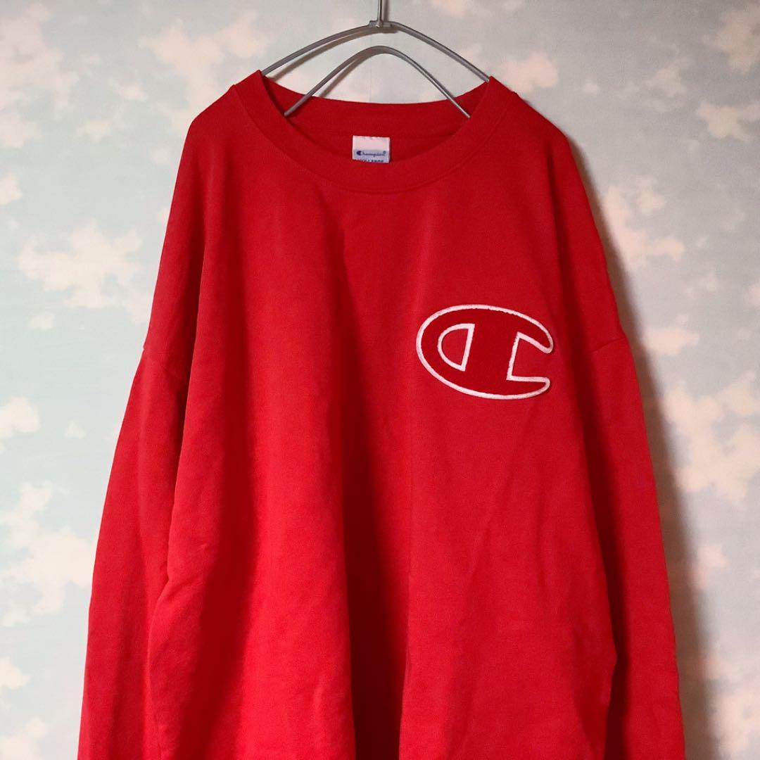 定番安い Champion スウェット XXXL ビッグサイズ 刺繍ロゴ デカロゴ レッド 6mAzE-m29846436579 大得価人気