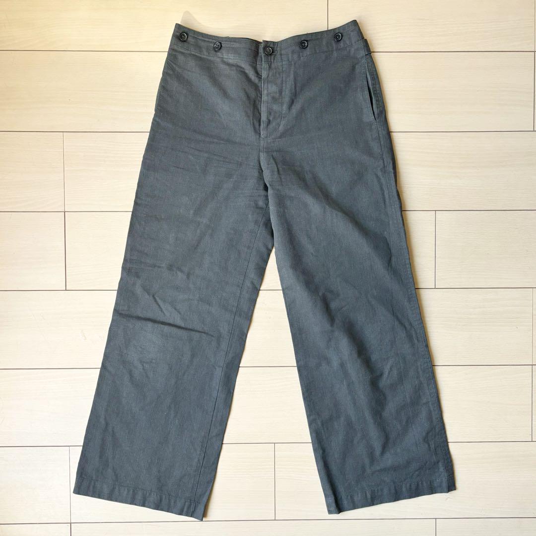 美品　マーガレットハウエル コットンワイドストレートパンツ 灰色　2 尾錠