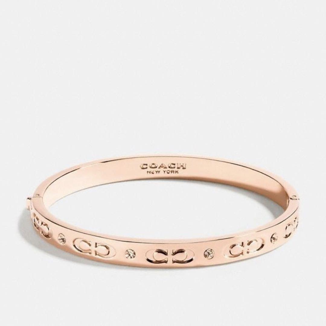 COACH　シグネチャー　ヒンジド　バングル　ローズゴールド