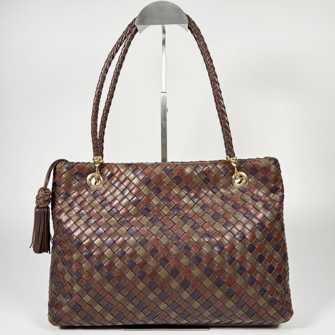 極美品✨　BOTTGAVENETA イントレチャート  トートバッグ　ブラウン ✨️美品✨️ BOTTGAVENETA イントレチャート トートバッグ ブラウン