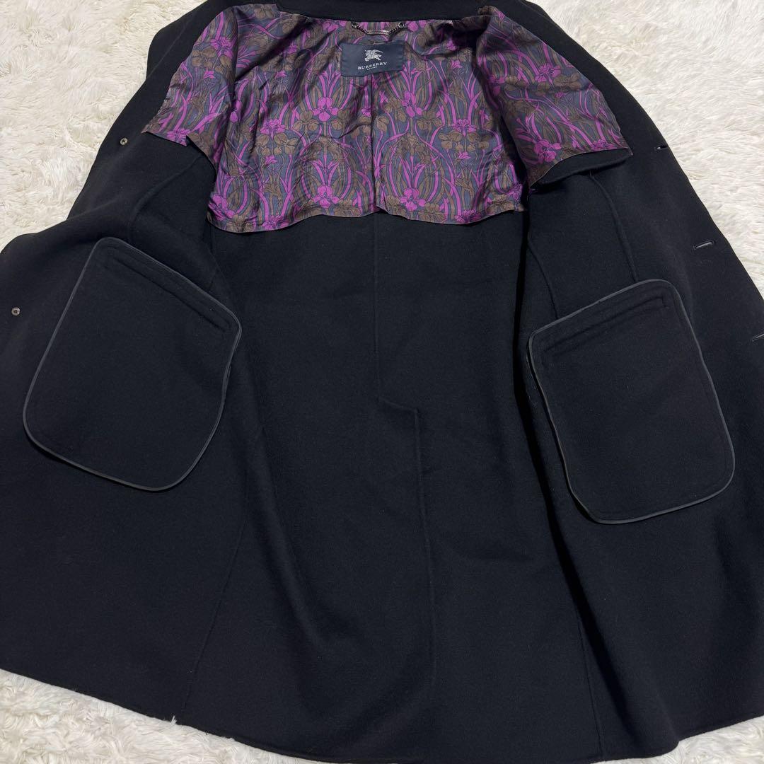 【美品】Burberry カシミヤ100% ロングチェスターコート　羊革　L