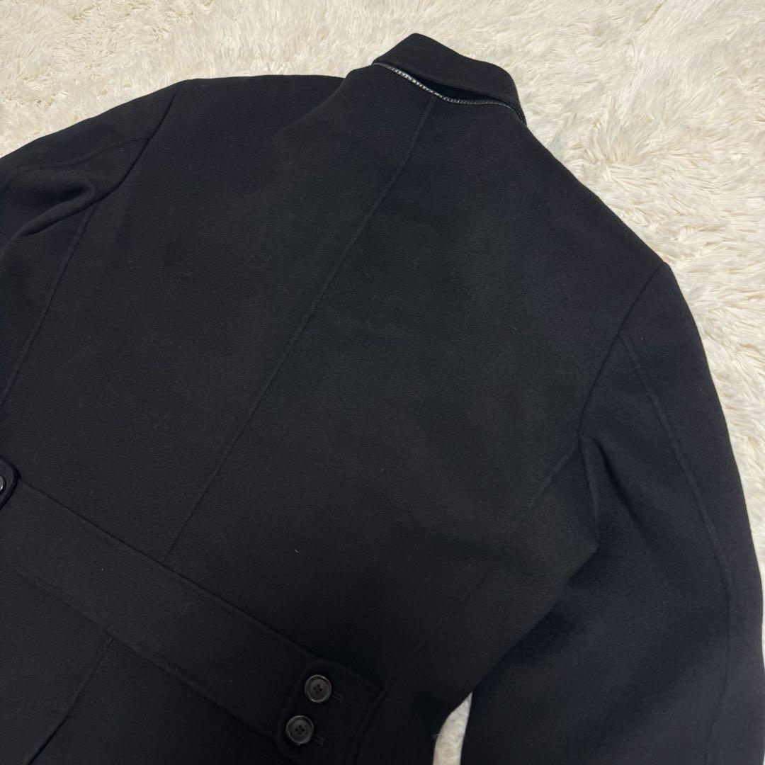 【美品】Burberry カシミヤ100% ロングチェスターコート　羊革　L