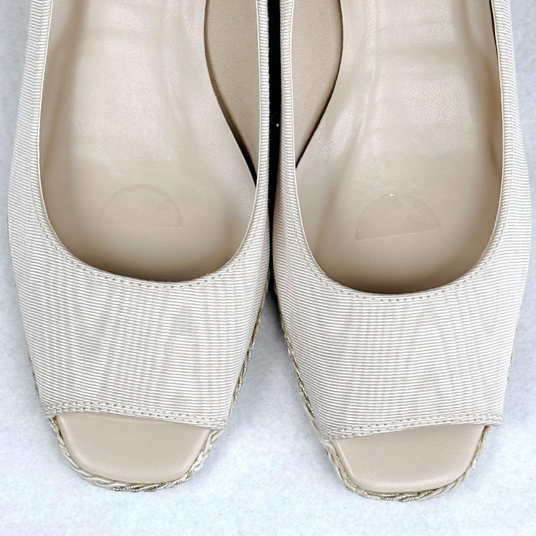 【極美品】DIANAダイアナ パンプス オープントゥ ウェッジソール ベージュ