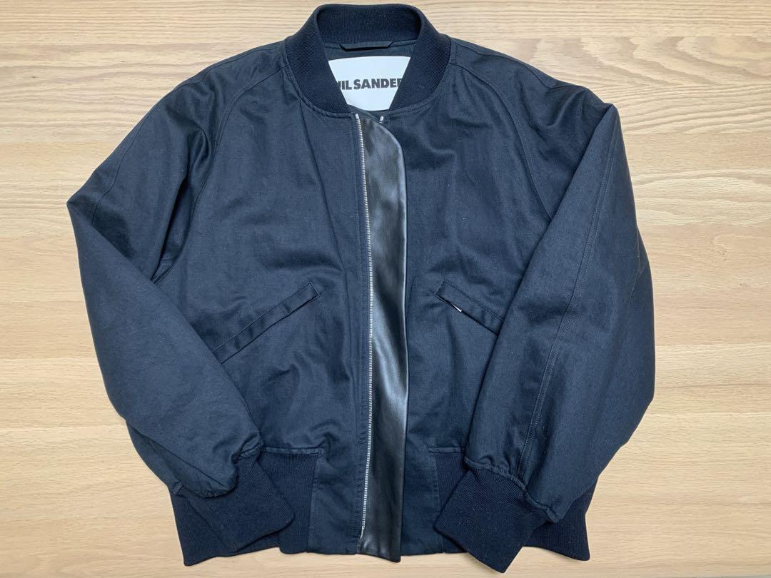 安価 JIL SANDER ダークブルー ロングリブボンバージャケット - メルカリ ジャケット・アウター