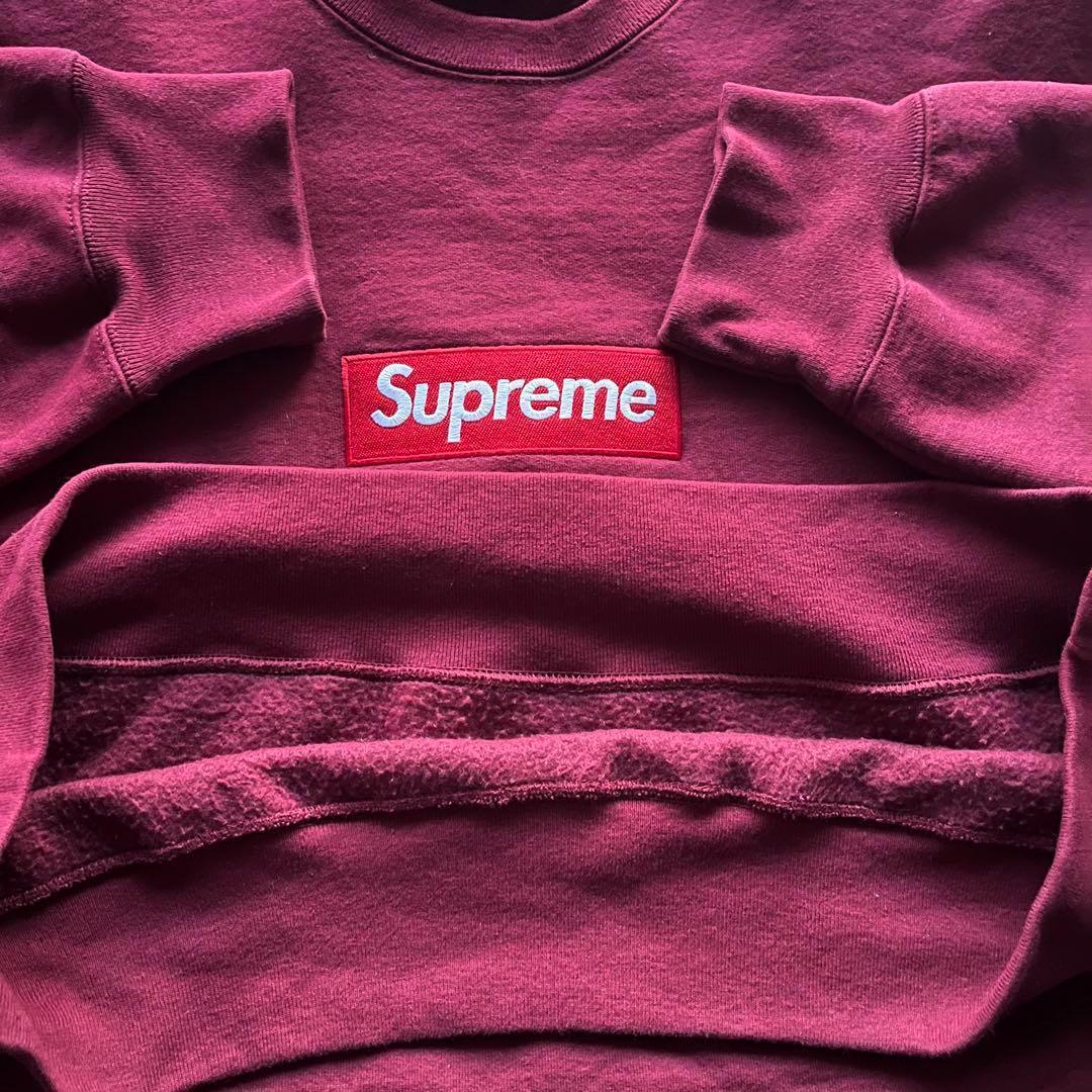 希少サイズ◆supreme box logo Crewneck ボルドー　XL