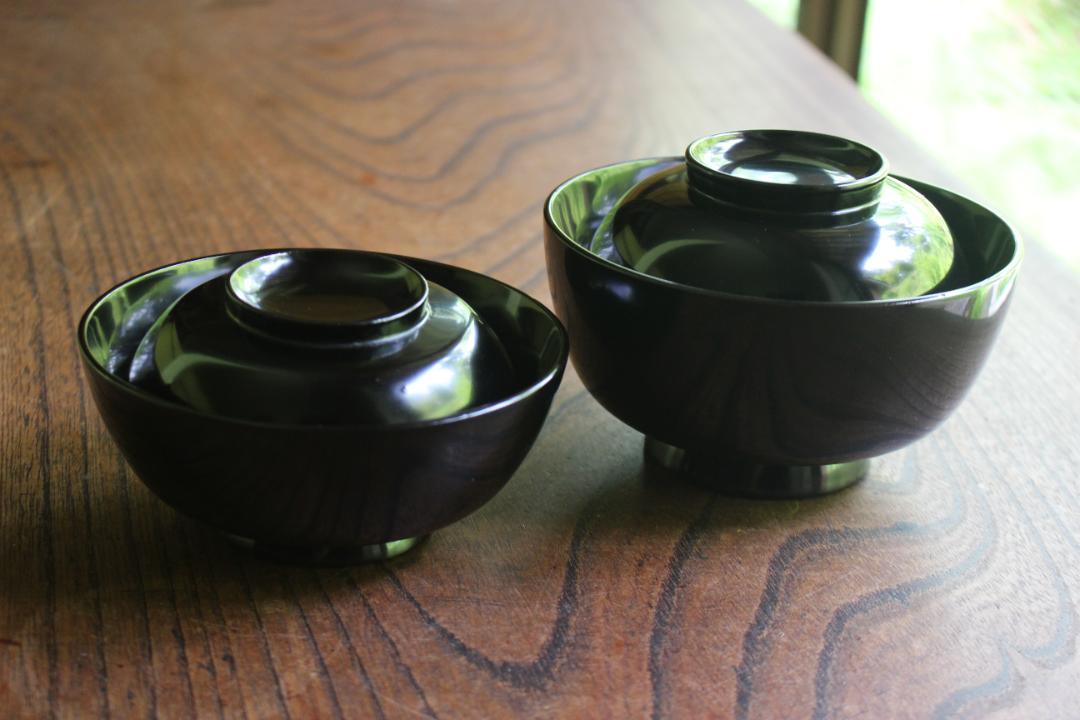 極小傷有！上質黒漆の美しい輪島塗の四つ椀（検漆器漆椀懐石四つ