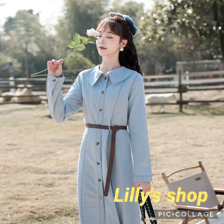 春物コーデ❤️デニム ひざ丈ワンピース レディース パーティー ドレス 長袖 - メルカリ 春物コーデ❤️デニム ひざ丈ワンピース レディース パーティー ドレス 長袖 - メルカリ