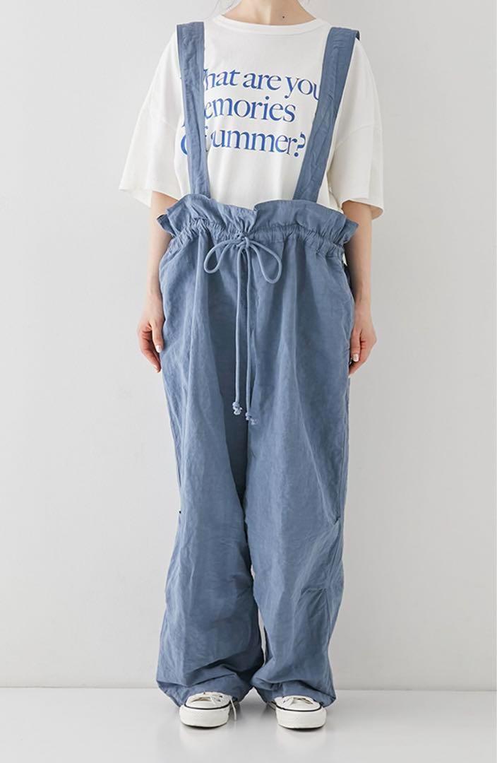 ネストローブ 23SS コットンリネンタイプライター 2wayサロペット ブルー