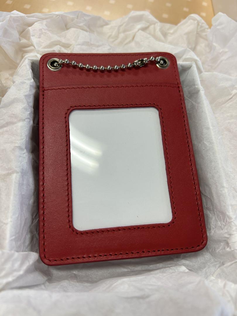 小物 Supreme leather ID holder red