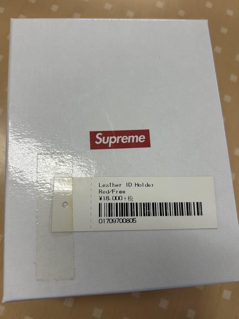 小物 Supreme leather ID holder red