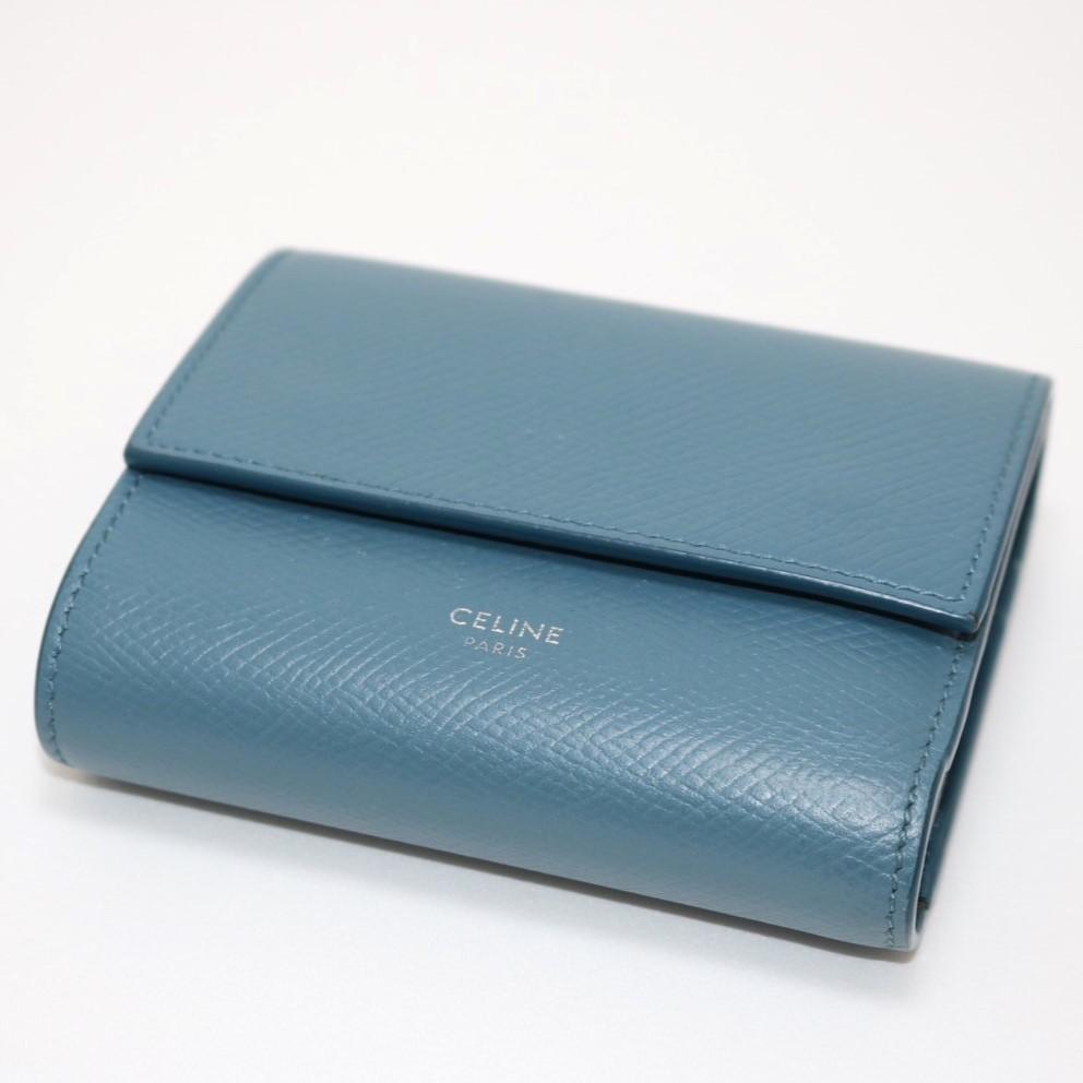 人気ショップ セリーヌ スモールトリフォールドウォレット slate 三つ折り財布 小物