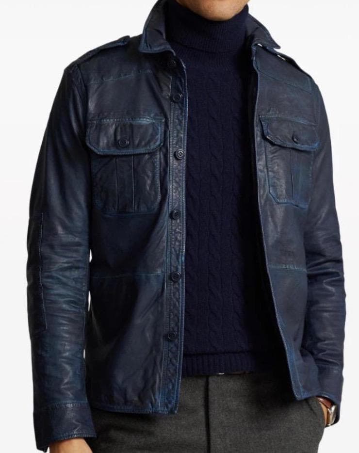 ポロラルフローレン インディゴ レザーユーティリティジャケット M 新品 本物