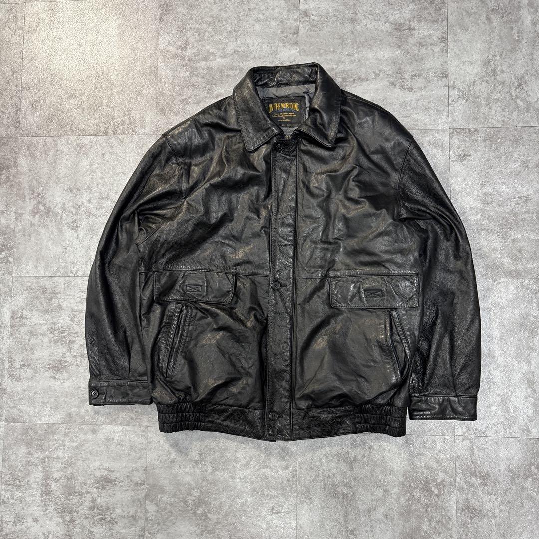 80s type A-2 real leather bomber jacket - メルカリ