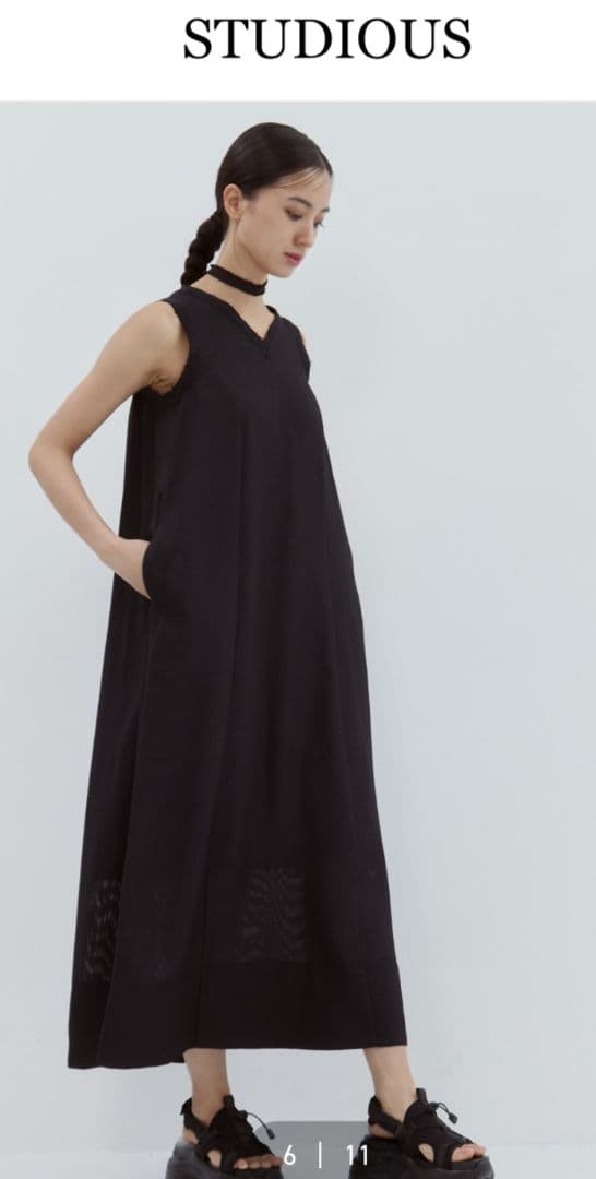 STUDIOUS ブラック ノースリーブ ワンピース