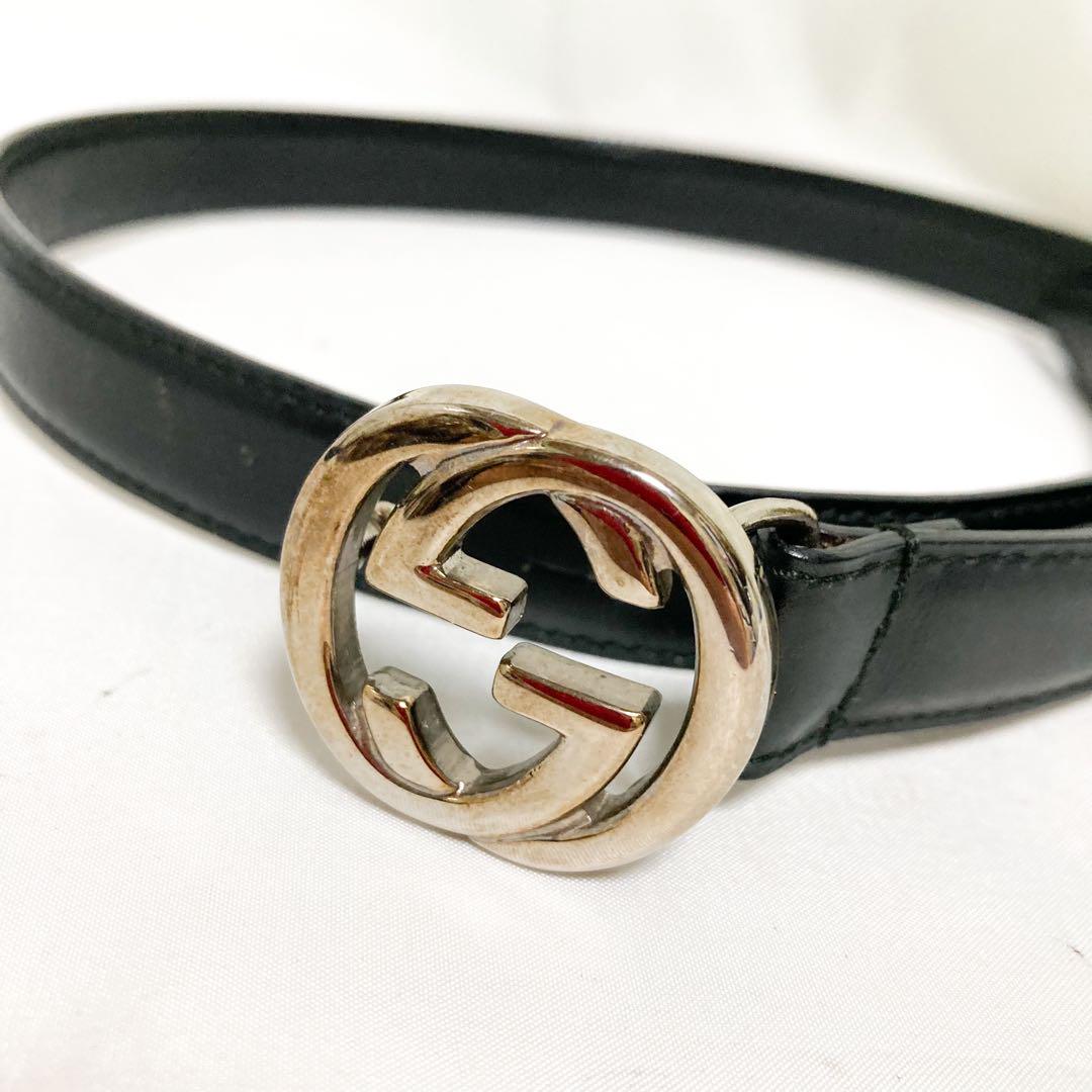 美品 GUCCI グッチ GG インターロッキング ベルト レザー 美品 GUCCI グッチ GG インターロッキング ベルト レザー