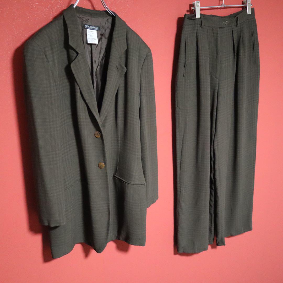 最高級】GIORGIO ARMANI シルク混 ブラウンチェック