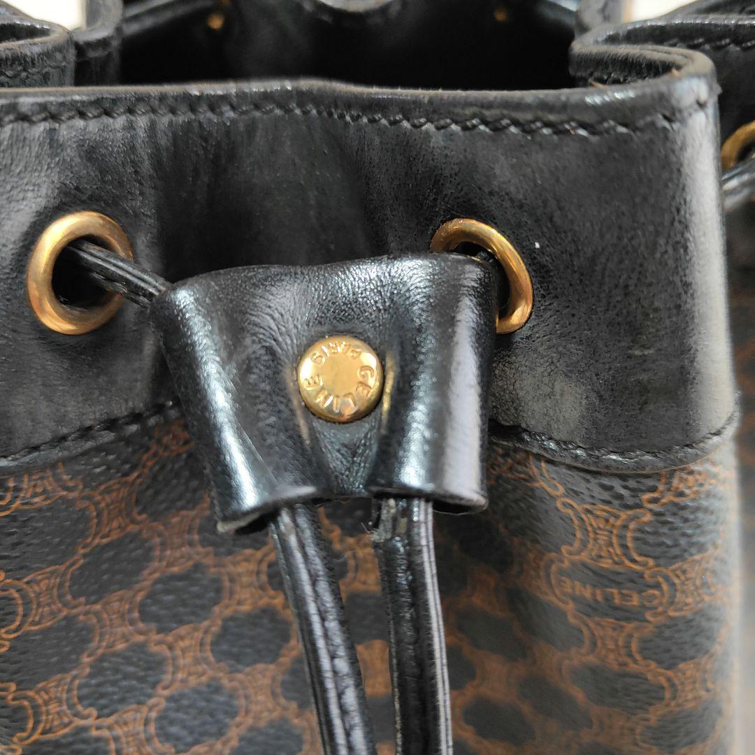 黒マカダム✨ゴールド金具✨CELINE 巾着 ショルダーバッグ