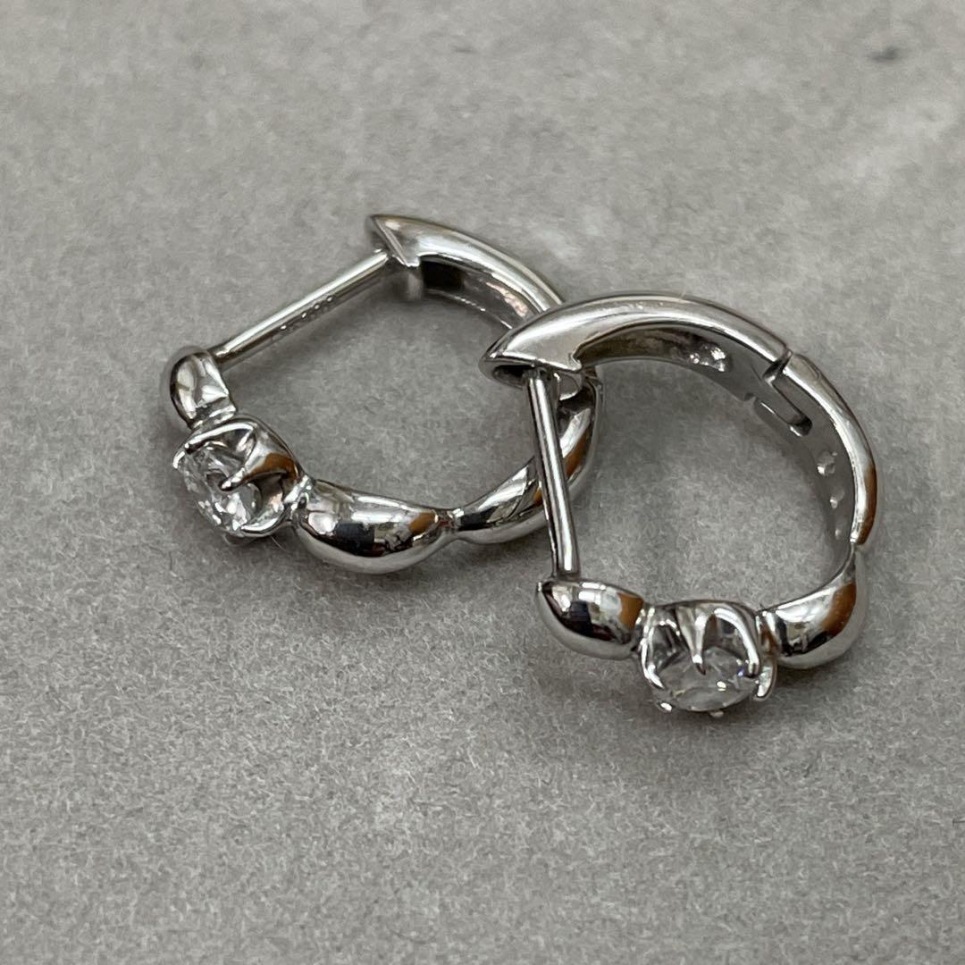 PT900 ダイヤ0.1ct フープピアス　美品　箱付き　プラチナ