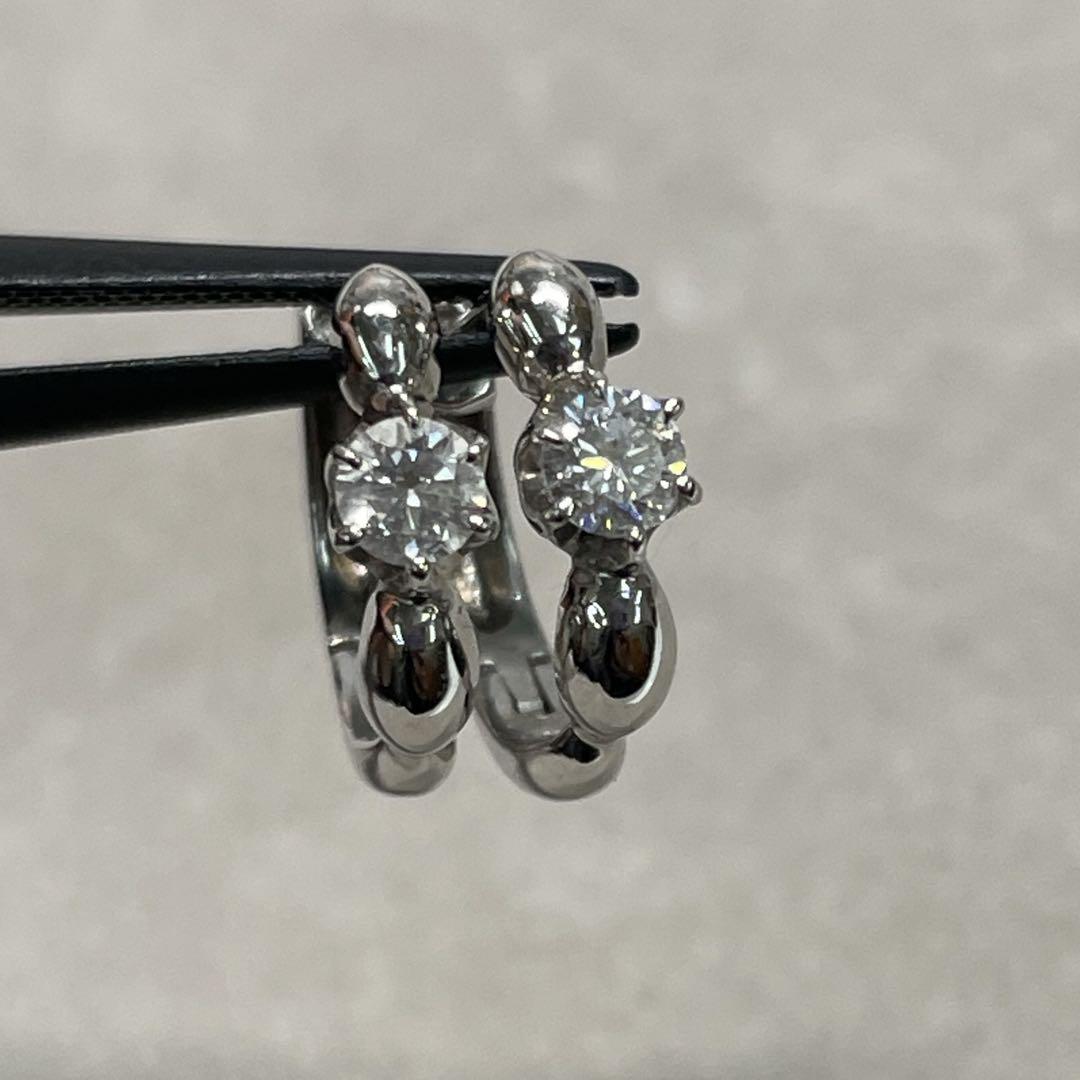 PT900 ダイヤ0.1ct フープピアス　美品　箱付き　プラチナ