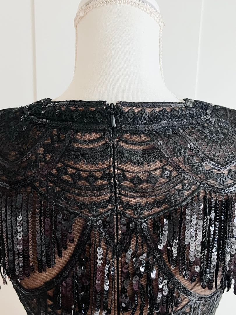 Tadashi Shoji フリンジドレス US 2 ブラック