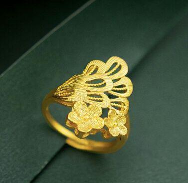 総合2位 24K 美品 999純金 女性 ファッションリーフリング4313 VgSkl-m29910909314 数量限定新作