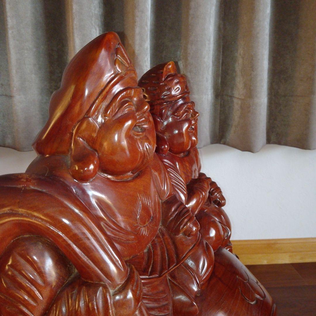 【特大】欅 七福神 恵比寿 大黒天 打ち出の小槌 鯛 縁起物 一刀彫 【特大】欅 七福神 恵比寿 大黒天 打ち出の小槌 鯛 縁起物 一刀彫