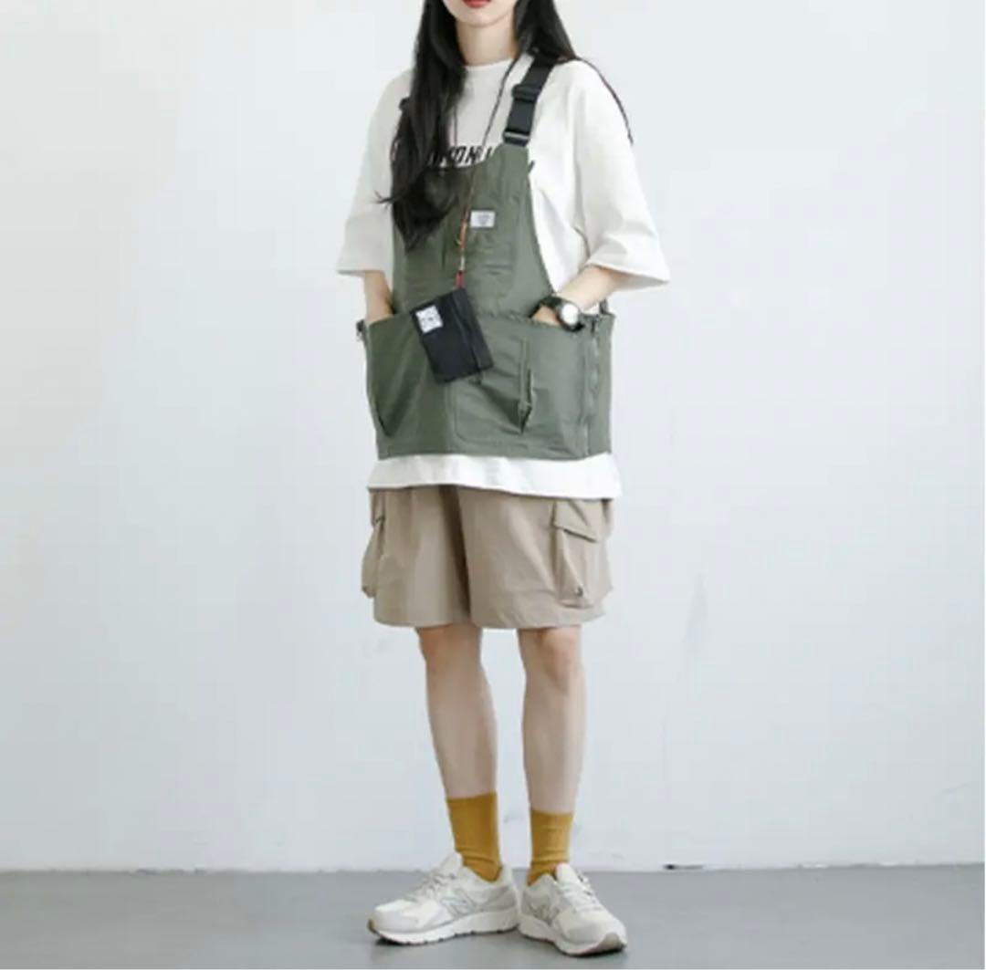オーバーオール風 アウトドア ワークベスト サロペット風 【超目玉枠