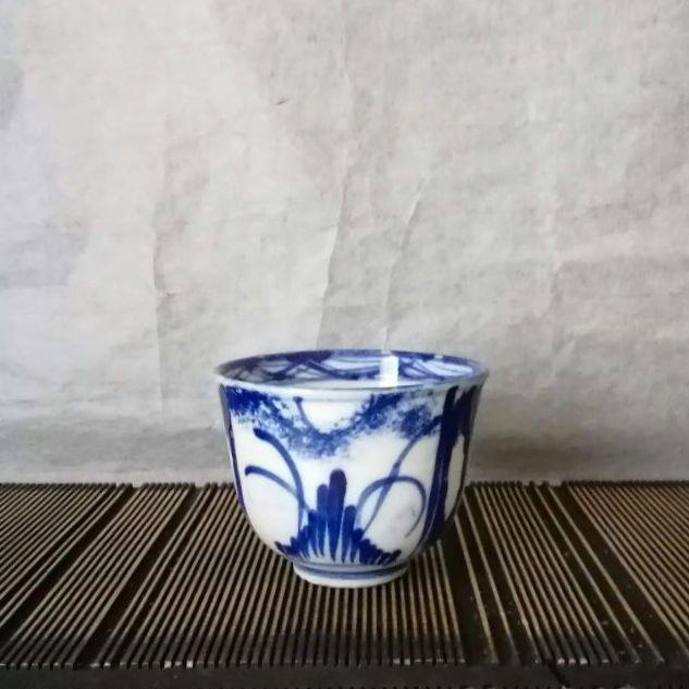 茶道具　煎茶道具　煎茶碗　染付　蕎麦猪口　猪口　骨董　アンティーク　和骨董
