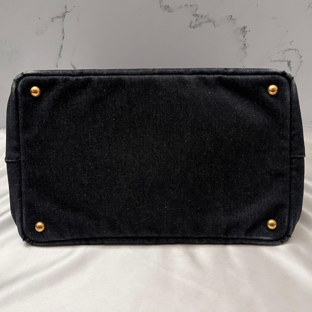 ✨美品✨プラダ　カナパ Mサイズ　大容量トート　ブラックデニム　2wayバッグ