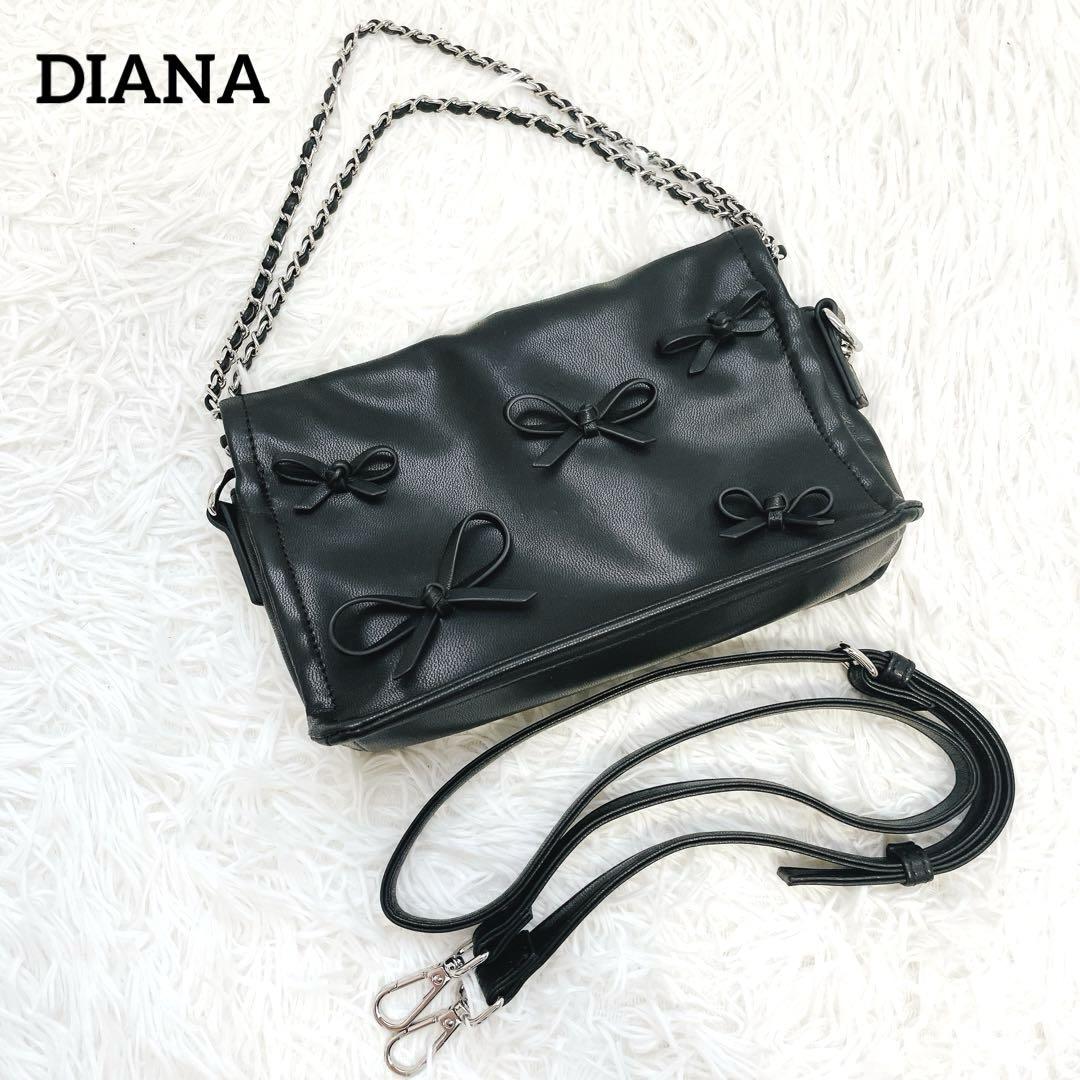 DIANA ダイアナ たっぷりリボンのミニバッグ レザー2wayショルダーバッグ