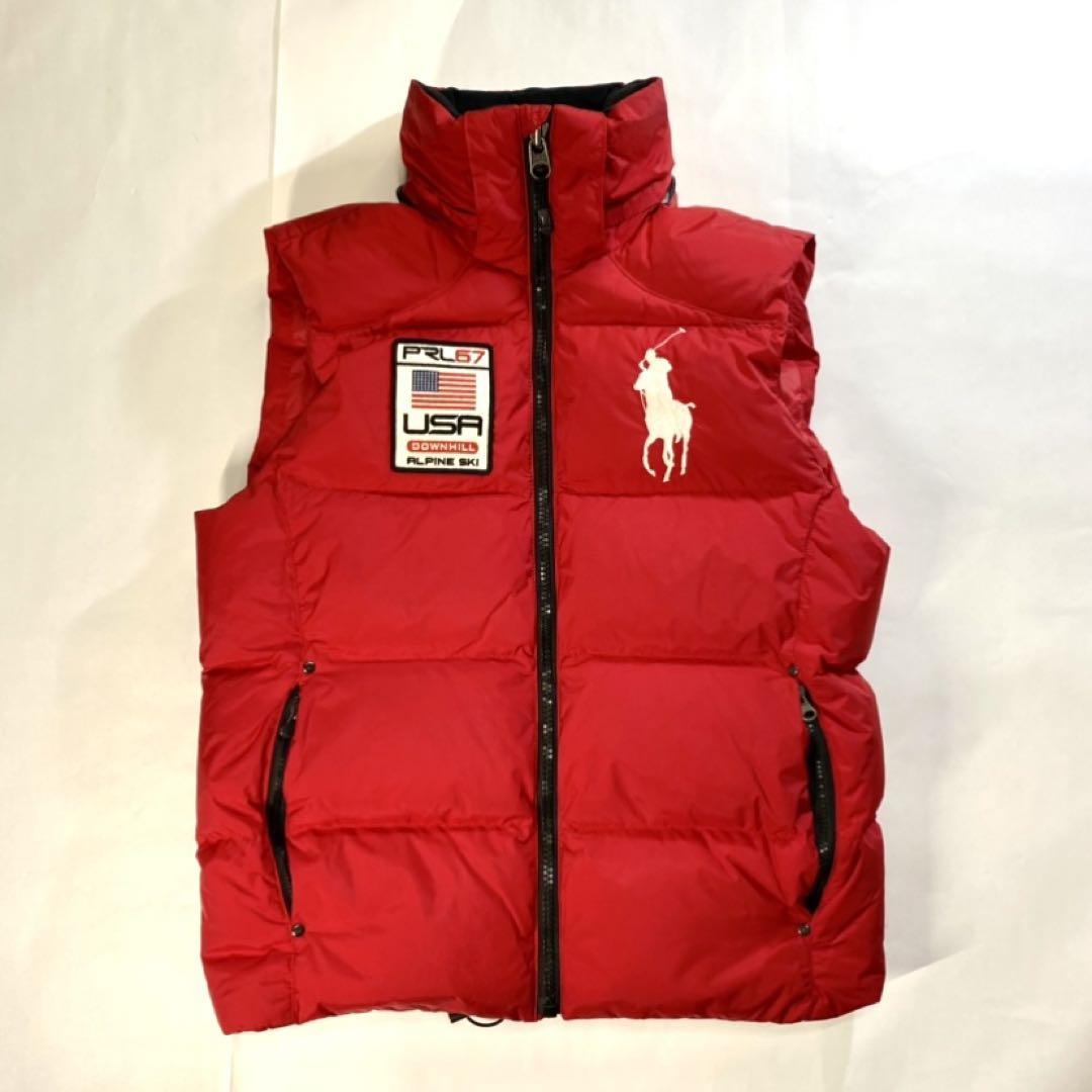 わけあり Ralph ラルフローレン ダウンベスト 赤 ビッグポニー ワッペン